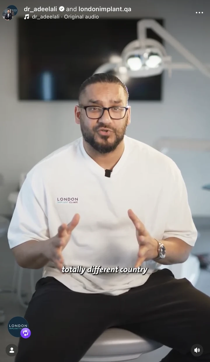 Dr Adeel Ali in an earlier clinic video, wearing a white clinic T-shirt