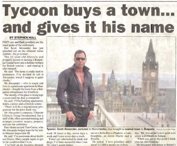 Tycoon buys a town and gives it his name newspaper clipping